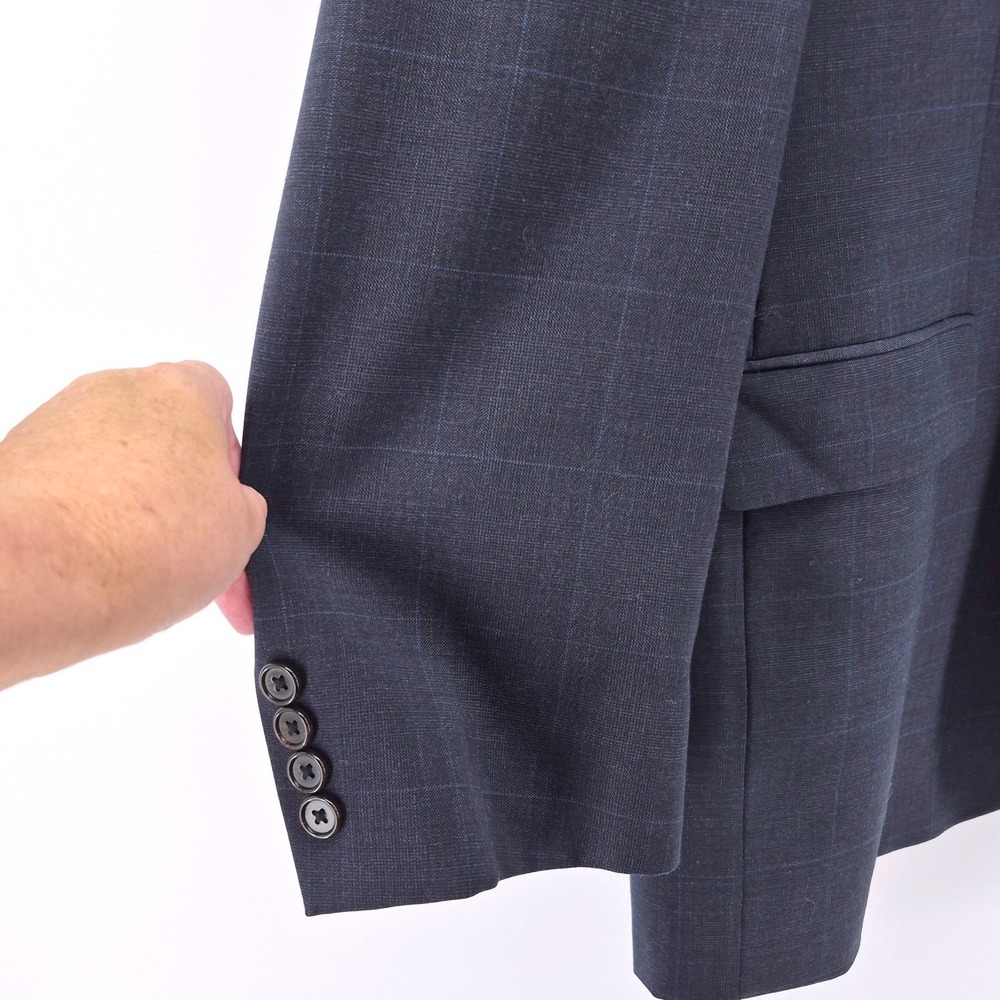 Lauren Ralph Lauren 50L Wool Blazer Navy Windowpane Sport Coat 2 Button USA - Picture 8 of 16
